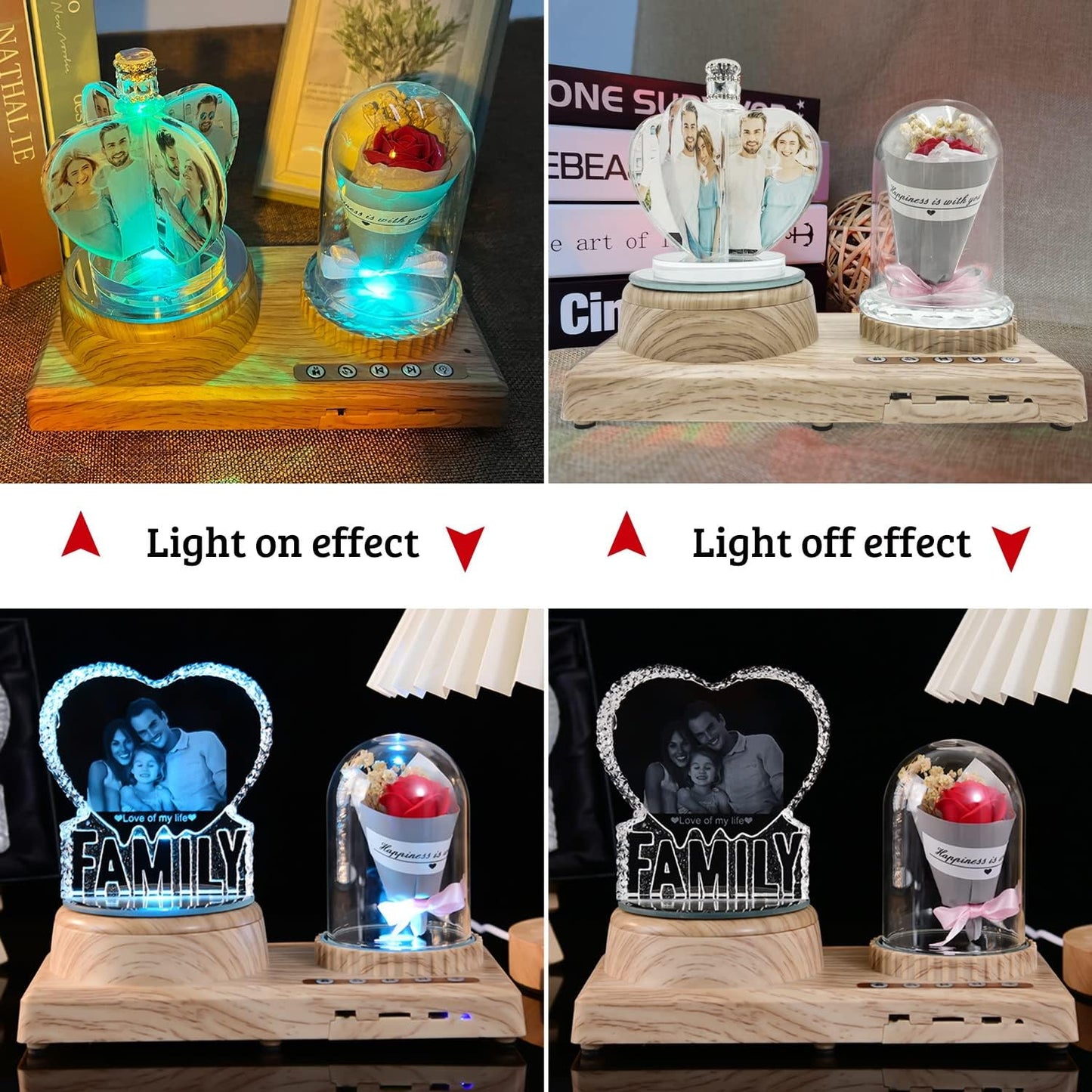 3D Crystal Photo, Dad Gift Unique Engraved Custom Photo Crystal Night Light for Dad USB Low Power Light Dad Daddy Day Birthday Christmas Gift Atmosphere Light