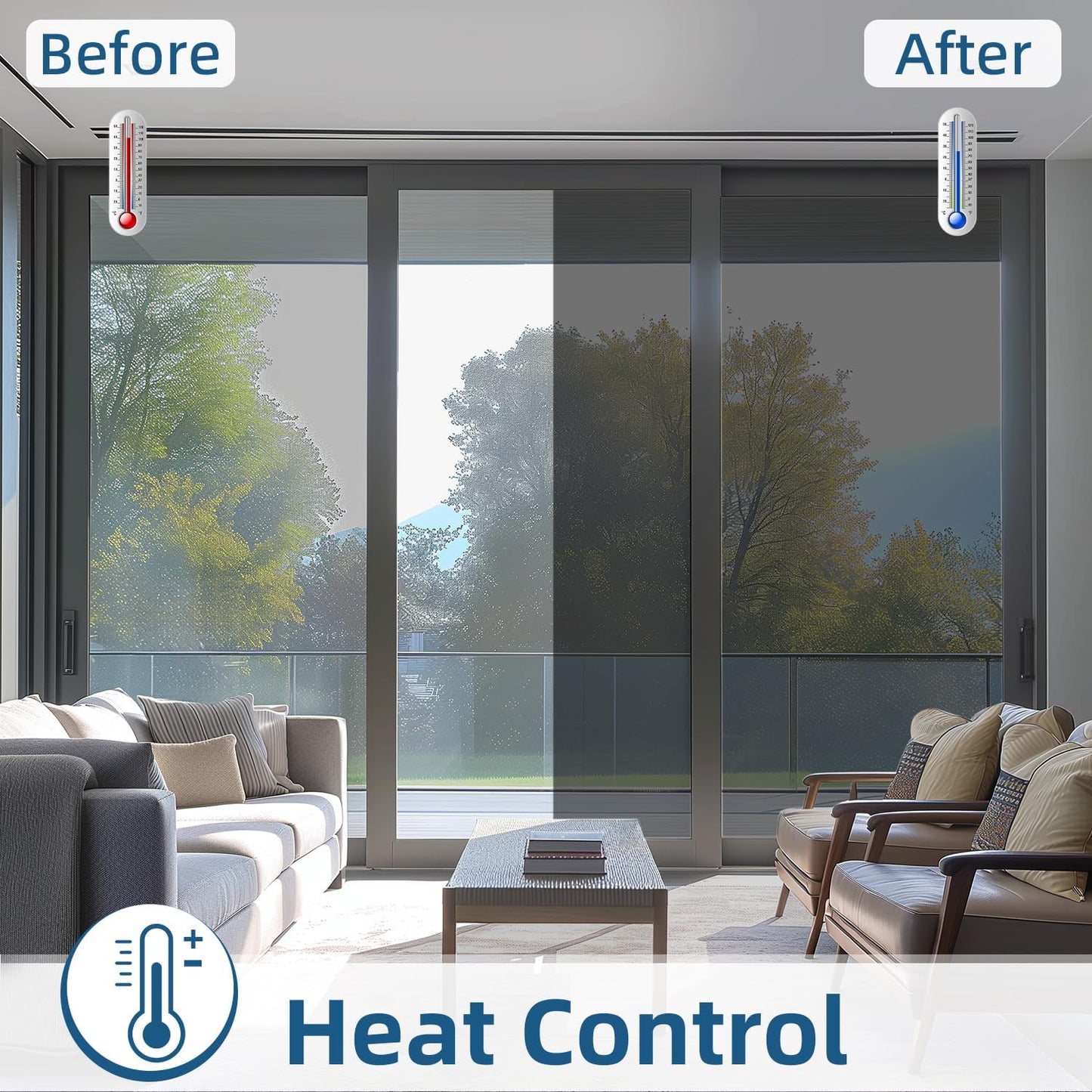 DUOFIRE One Way Window Film Privacy See Out Not in Heat Blocker Window Tint Reflective Mirror Windows Tinting Film for Home Static Cling Anti-UV Sun Blocking Windows Covering（Black, 23.6x78.7in）