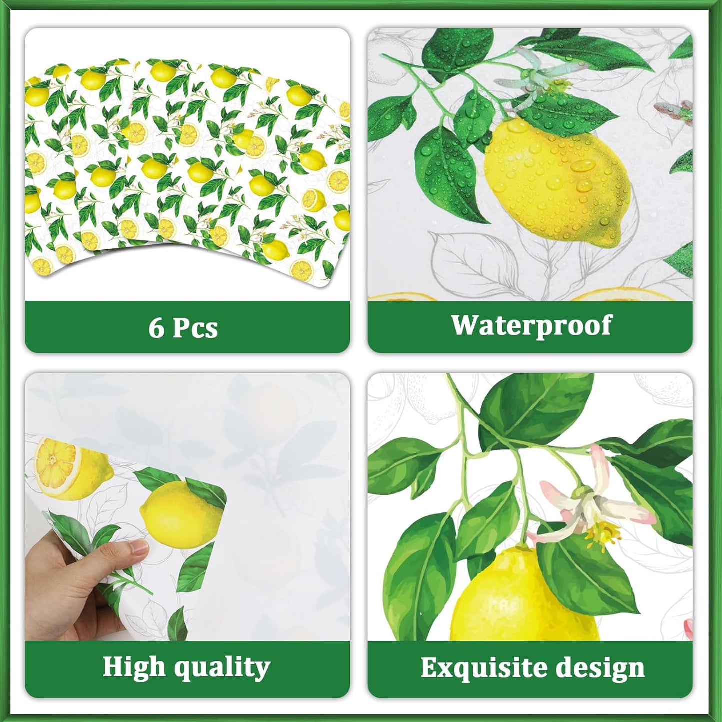 Lemon Placemats Set of 6 Summer Plastic Table Mats Yellow Lemonade Theme Place Mats Washable Vinyl Rustic Holiday Table Decoration for Indoor Outdoor Party Kitchen Dining