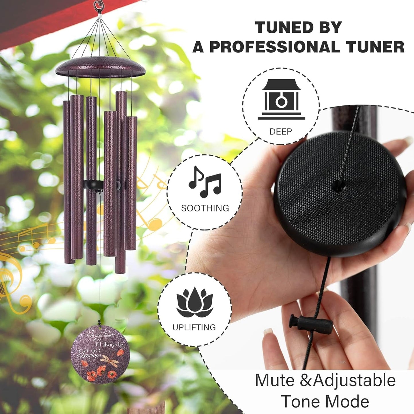 ASTARIN Dragonfly Wind Chimes for Loss of Loved One, Personalized Windchimes in Memory of a Loved One, Bereavement Gifts for Loss of Father Mother, 3 Size Deep Tone Wind Chime