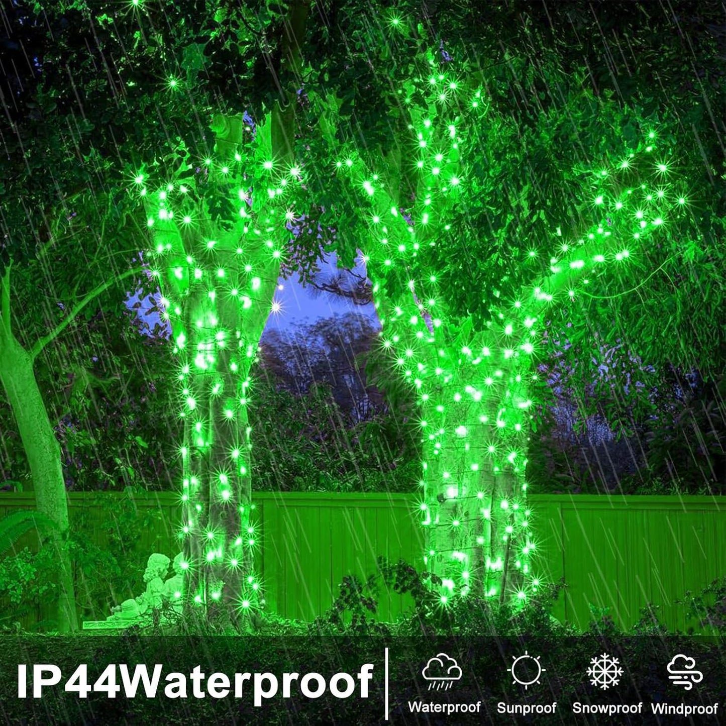 120 LED Green String Lights, 40ft Green Halloween Lights Outdoor Indoor Clear Wire 8 Modes Waterproof Plug in Twinkle Fairy Light for Room Tree Christmas Halloween Decorations