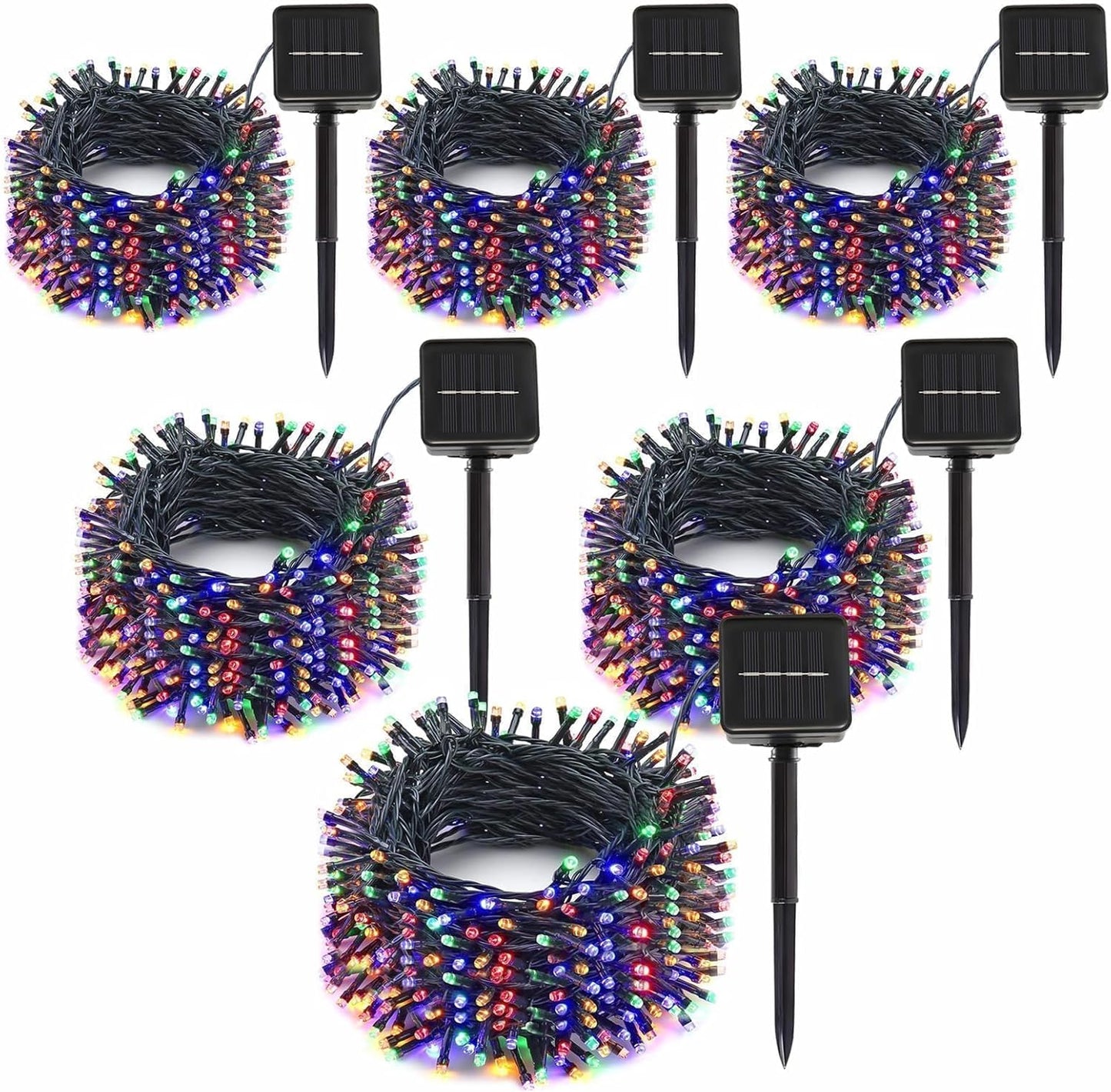6-Pack Solar String Lights, 600 LED Extra-Long 236Ft Solar Christmas Lights Outdoor Waterproof, 8 Modes Multicolor Led Outdoor Light for Garden, Patio, Wedding, Christmas Decorations