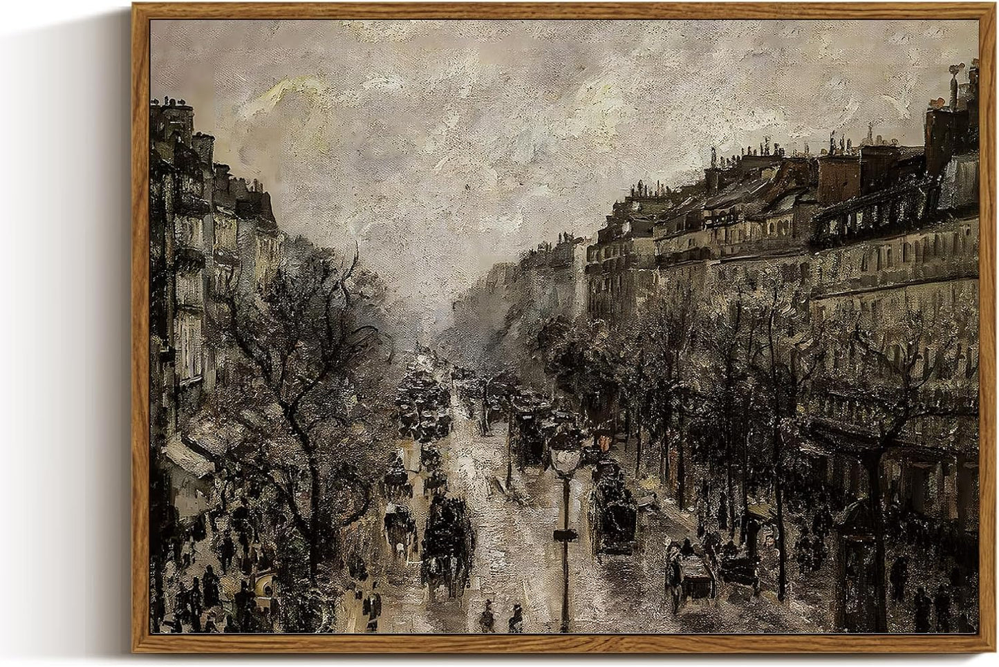 VIYYIEA Framed Canvas Wall Art Home Decor for Living Room Classical Cityscape Artwork Wall Decorations Vintage Oil Painting Prints Parisian Street Wall Decor Bathroom Wall Pictures Farmhouse 12x16in