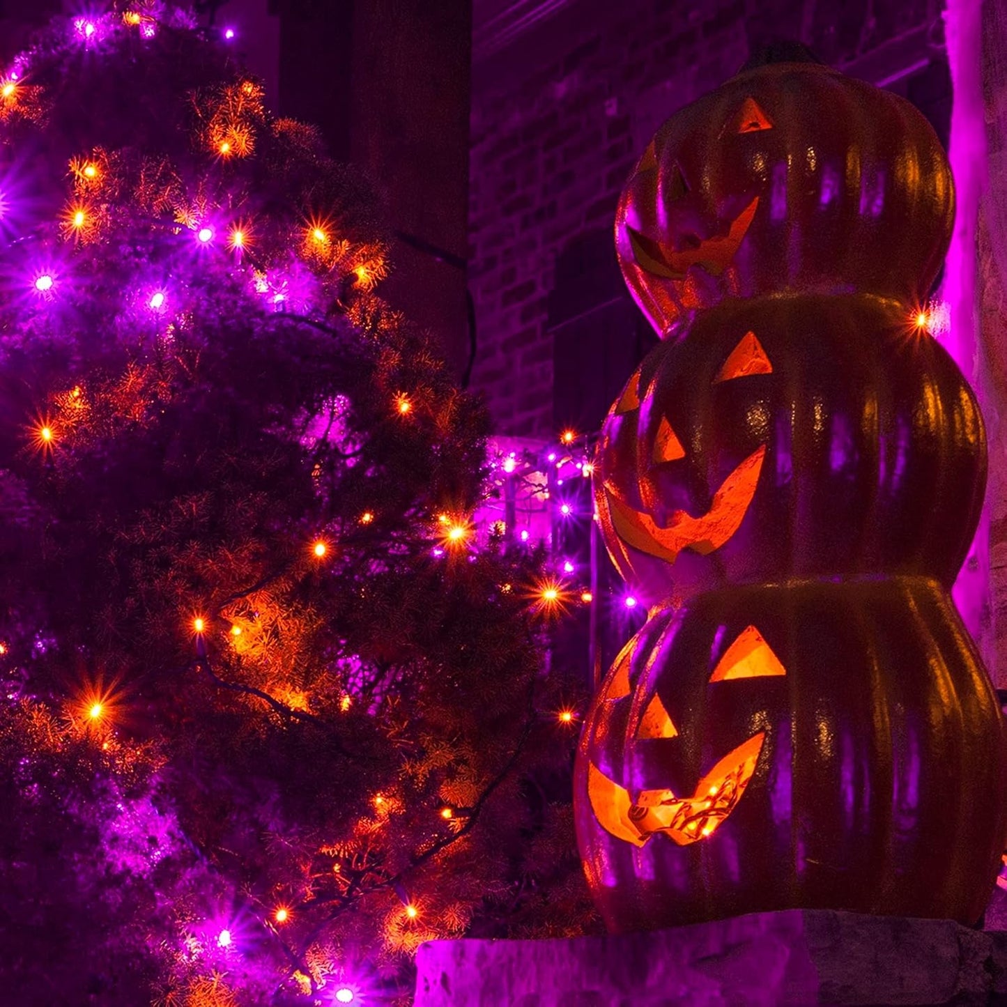Dazzle Bright Purple and Orange Halloween Mini Lights, 20FT 100 Count Waterproof Incandescent Lights Plug in, Connectable Halloween Decorations for Indoor Outdoor Party Yard Decor