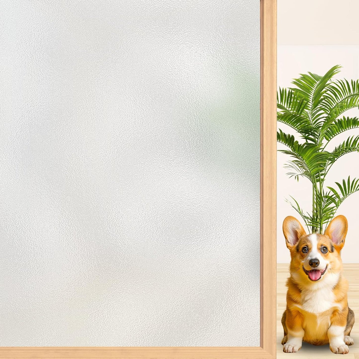 Niviy Frosted Glass Window Film Non-Adhesive Front Door Window Covering Static Cling Window Frosting Film for Shower Bathroom Garage Renter Property(11.8" x 118")