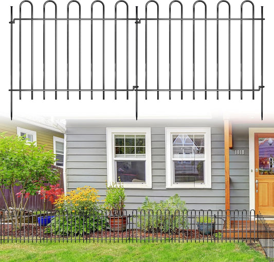 26 Panels Decorative Garden Fence, 37ft X 20in Rustproof Metal Animal Barrier Fence, No Dig Fence Garden Fence, Arched Flower Bed Edging Ornamental Wire Border Fencing for Outdoor Yard, Patio Decor