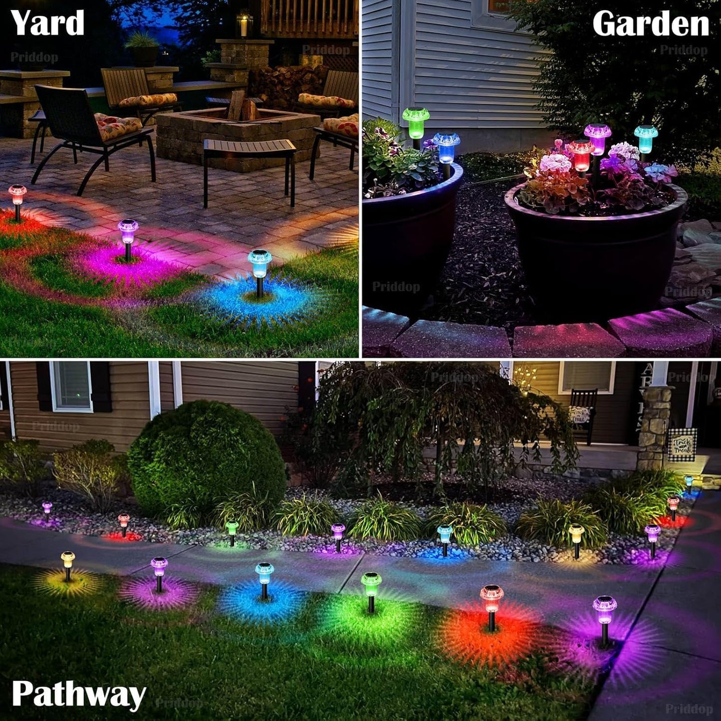 Solar Lights Outdoor Pathway Waterproof 8 Pack Color Changing LED Acrylic Mushroom Decorative Garden Lights for Yard Landscape Patio Outside Christmas Decorations
