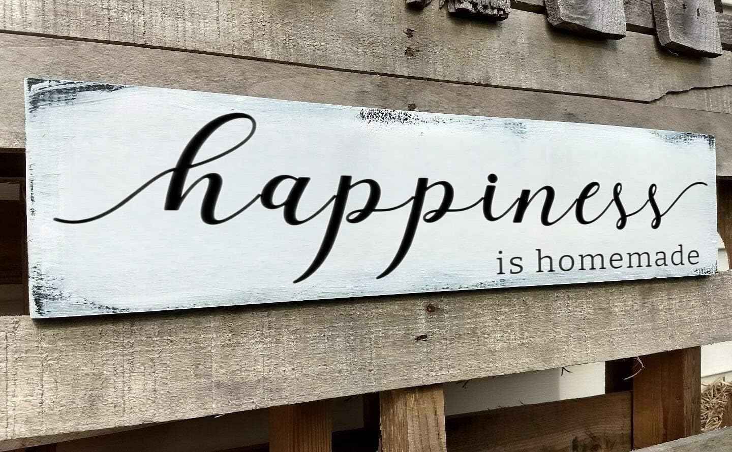 Happiness is Homemade Sign, Farmhouse Kitchen Sign,Rustic Wooden Kitchen Wall Decor for Dining Room (Happiness) 6x16 Inch