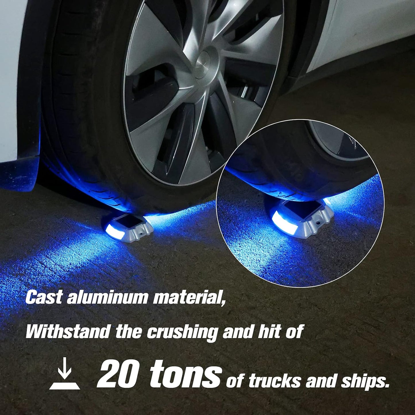 Solar Deck / Dock Lights, VOLISUN 12-Pack Led Wireless IP67 Waterproof Outdoor Warning Step Lights for Driveway Sidewalk Garden Pathway Yard (Blue)