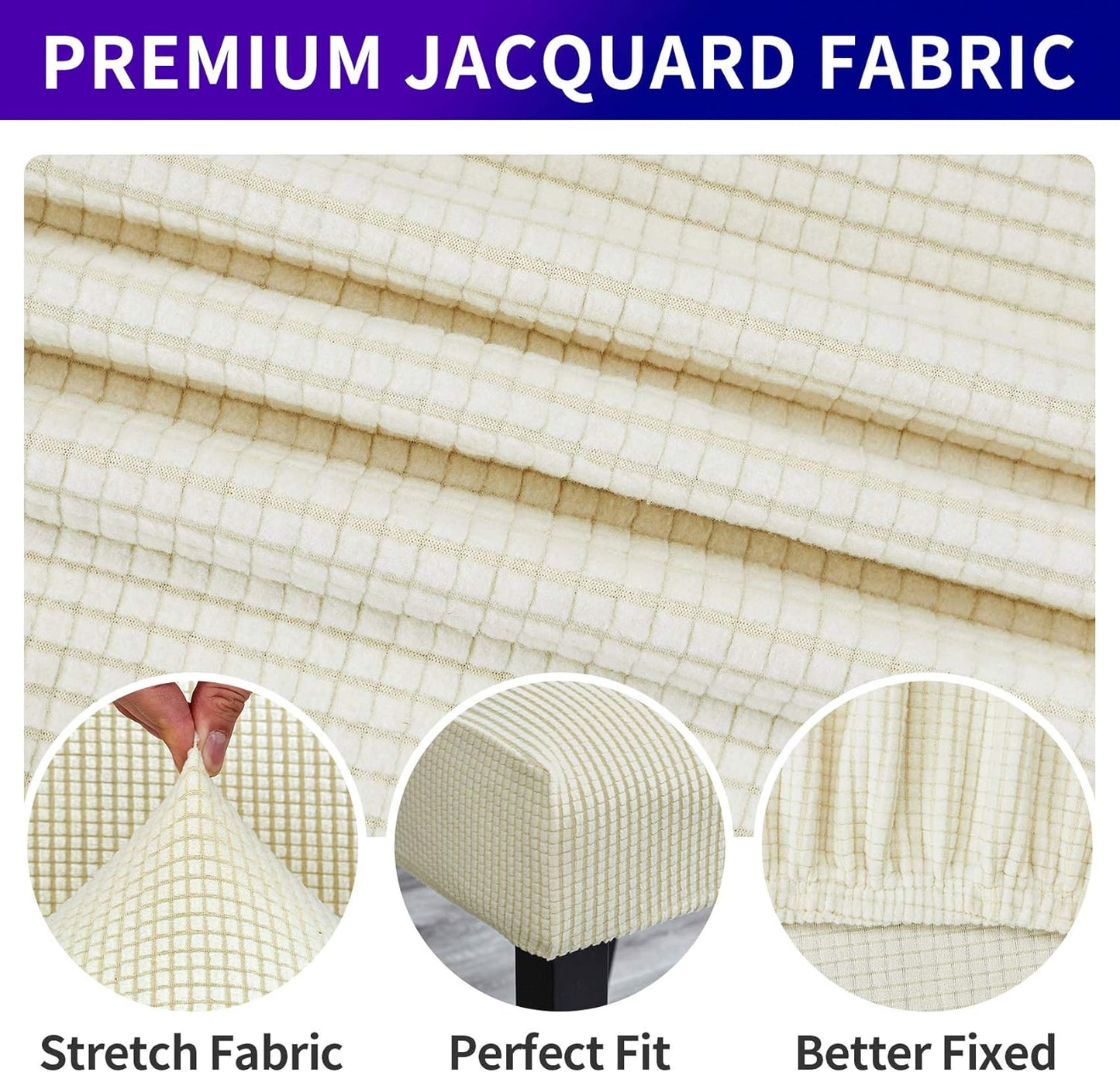 Howhic Stretch Chair Covers for Dining Room Set of 8, Removable Washable Dining Room Chair Covers, Dining Chair Slipcovers Seat Protectors, Great Decor for Home and Banquet (Ivory, 8 Pack)