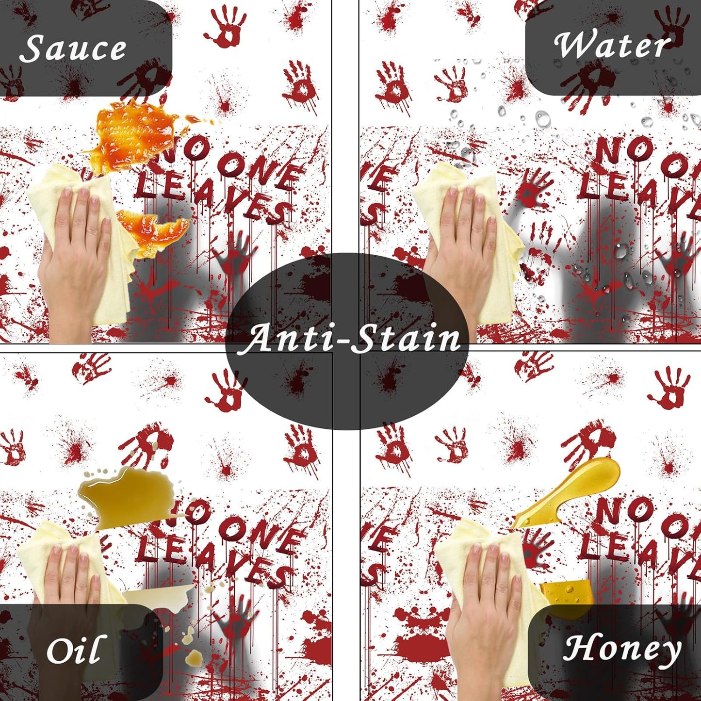 Halloween Tablecloth, 3-Pack 54"x 108" Rectangle Halloween Table Covers, Bloody Handprint Tablecloth for Tables Decoration, Plastic Haunted Tablecovers for Party Supplies Disposable Spooky Table Cloth
