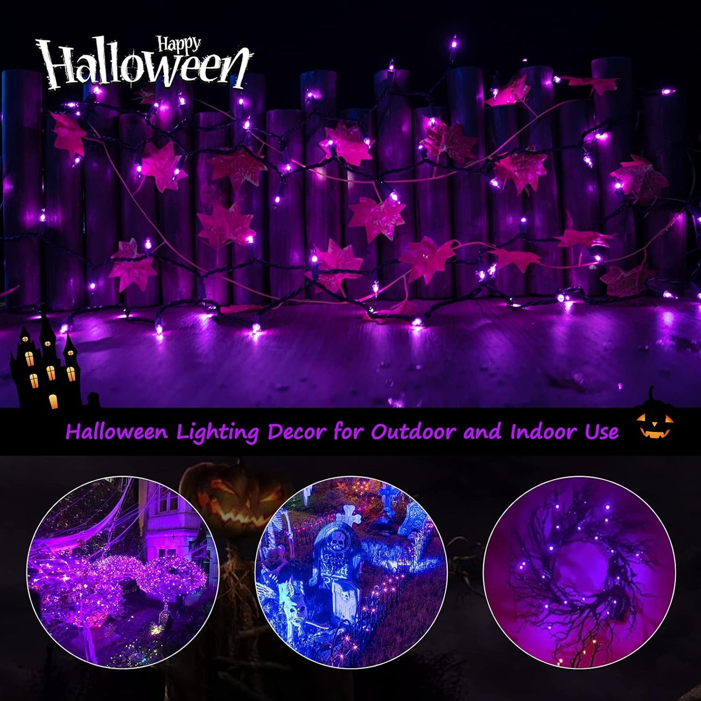 Minetom Halloween String Lights Outdoor 100 Count 25 Feet Incandescent Bulb Mini Lights for Christmas Indoor Garland Party Festival Decoration, Purple