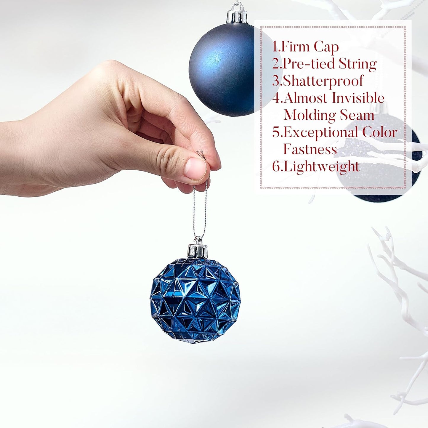 Valery Madelyn Christmas Tree Decorations Ornament Set for Fall Halloween, 50ct 2.36 Inches Navy Blue Shatterproof Christmas Ball Ornaments Hanging Xmas Holiday Party Decor