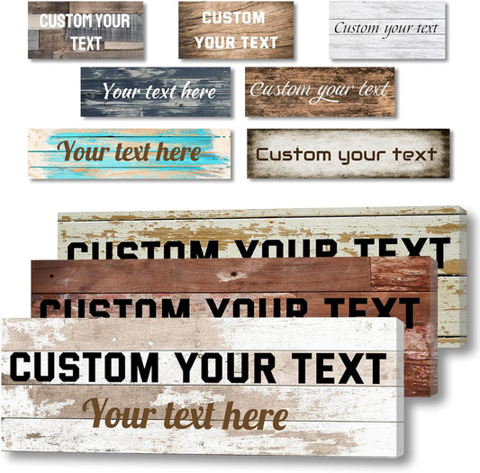 LZIMU Custom Text Signs Wall Decor Personalized Canvas Quote Family Sign Wall Art Wood Background Rustic Farmhouse Decor Framed (7"x21")