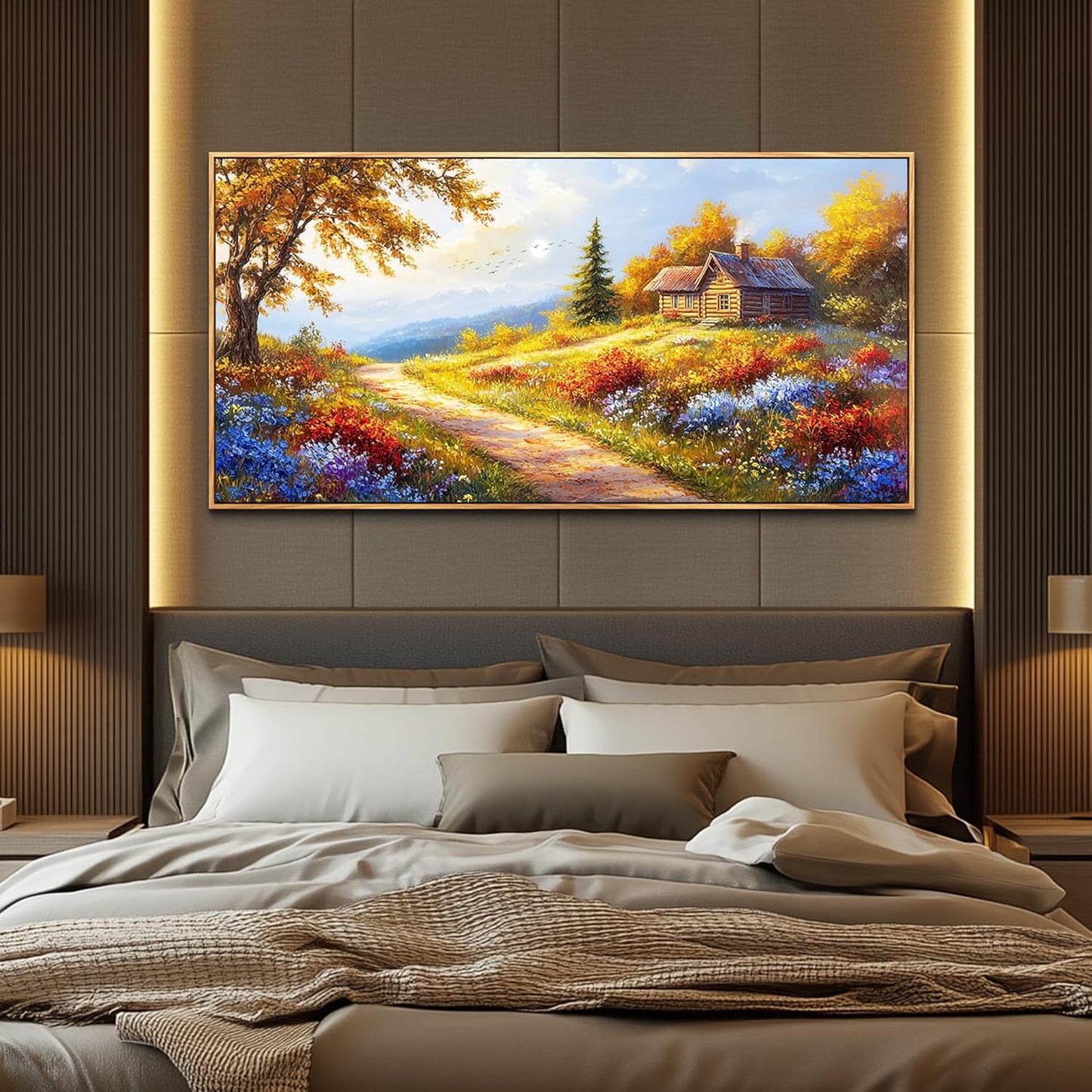 KELIYUAN Large Wall Art For Living Room Framed Canvas Wall Decor For Office Decorations For Bedroom Landscape Painting Pictures Prints Artworks Restaurant Kitchen Mural Modern Home Decor 20"X40"