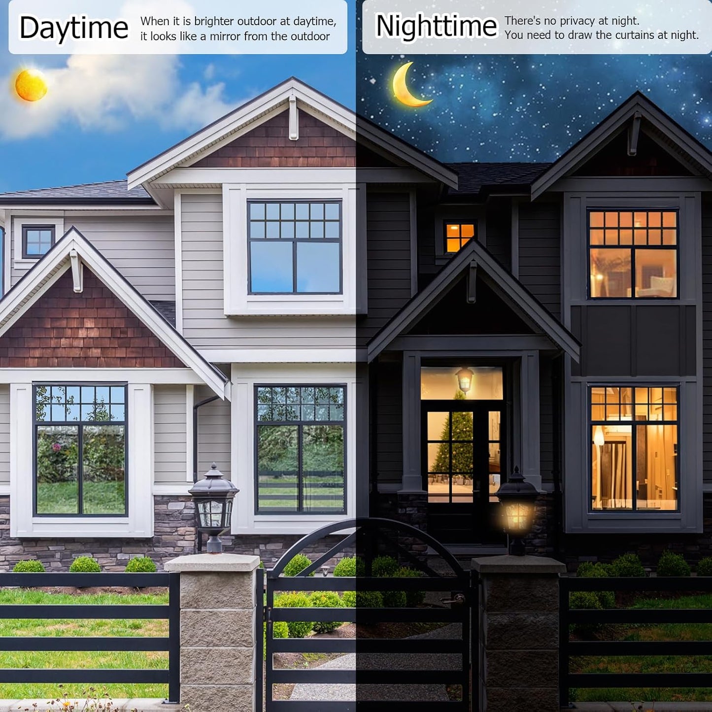 HIDBEA One Way Mirror Window Film,Daytime Privacy Sun Blocking Reflective Window Film Static Cling Heat Control Window Tinting Film for Home and Office, Blue Silver, 35.4 x 78.7 Inch