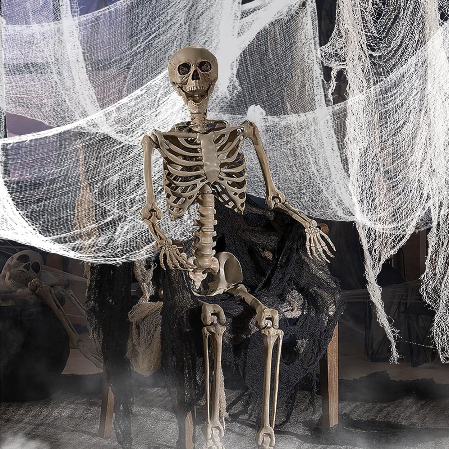 Biubee 5Pcs Halloween White Creepy Cloth- Spooky Gauze Fabric Cloth for Haunted Horror House Halloween Party Doorway Outdoors Decoration (30" ×72")