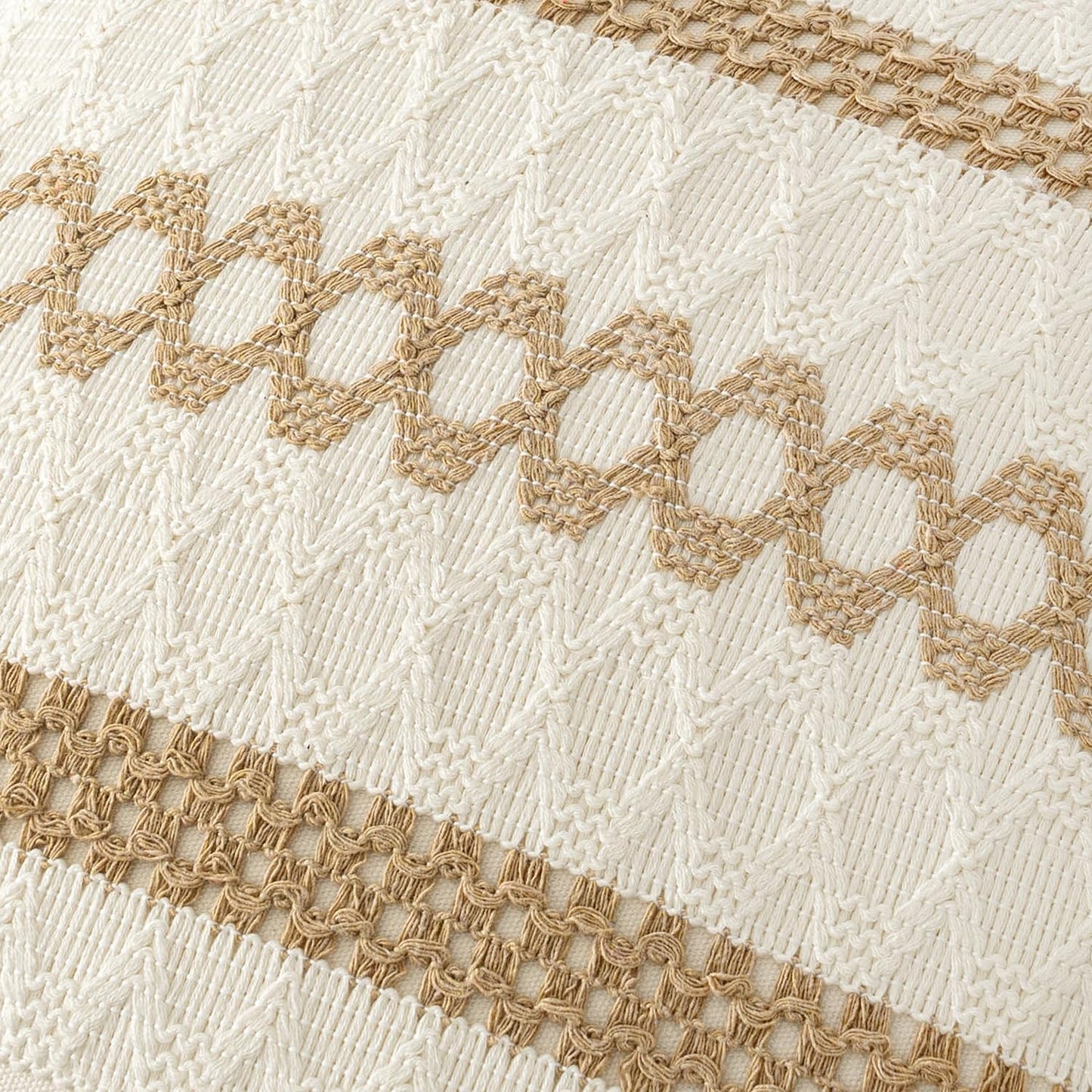 MIULEE Set of 2 Neutral Boho Decorative Lumbar Pillow Covers 12x20 Inch Farmhouse Rustic Couch Throw Pillows Modern Cotton Cushion Covers Retro Cute Macrame Woven Home Decor for Bed Sofa Chair