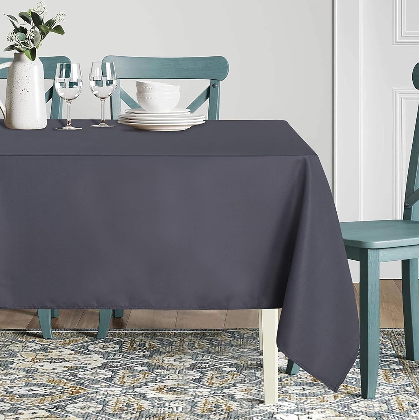 sancua Rectangle Tablecloth - 54 x 108 Inch - Stain and Wrinkle Resistant Washable Polyester Table Cloth, Decorative Fabric Table Cover for Dining Tables, Buffet Parties and Camping, Grey