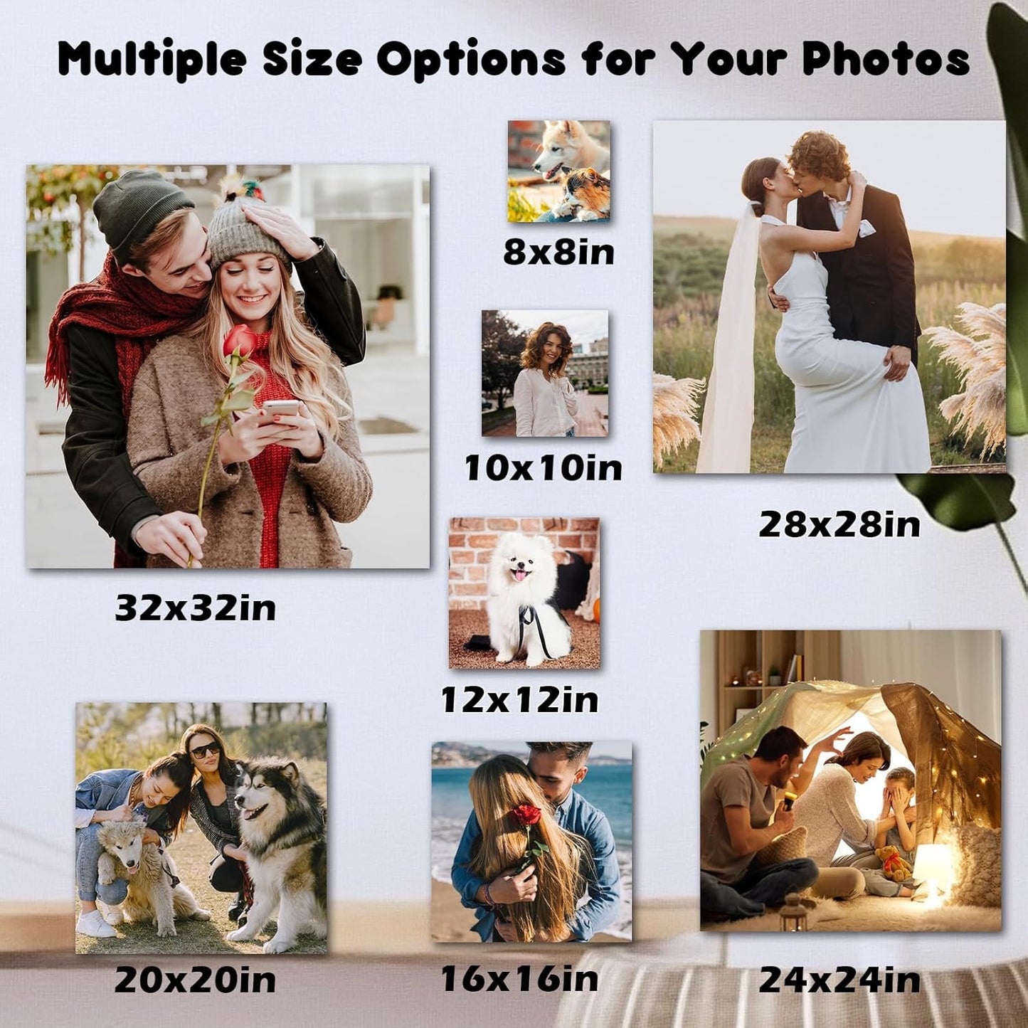 Customized Canvas Prints With Your Photos, Personalized Custom Canvas Wall Art, Custom Wall Art For Bedroom Unique Gift For Christmas Valentine'S Day Wedding Housewarming For Mom Women And Men 32×32