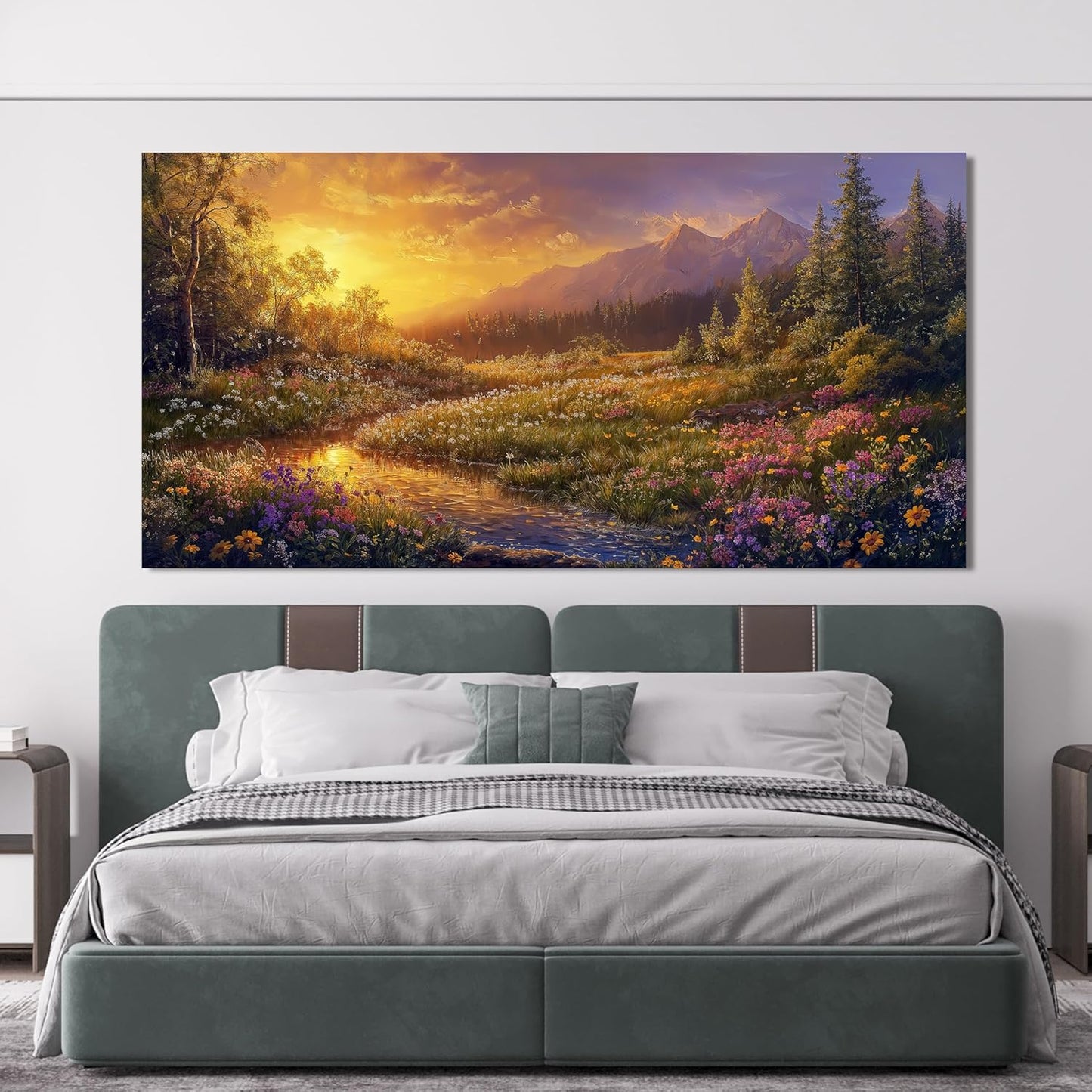 Canvas Oversized Wall Art Decor Wall Art Pictures for Living Room Artwork for Walls Large Vintage Landscape Art Prints Canvas Art Wall Decor Countryside River Wall Art Bedroom Home Wall Decor 29"X58"