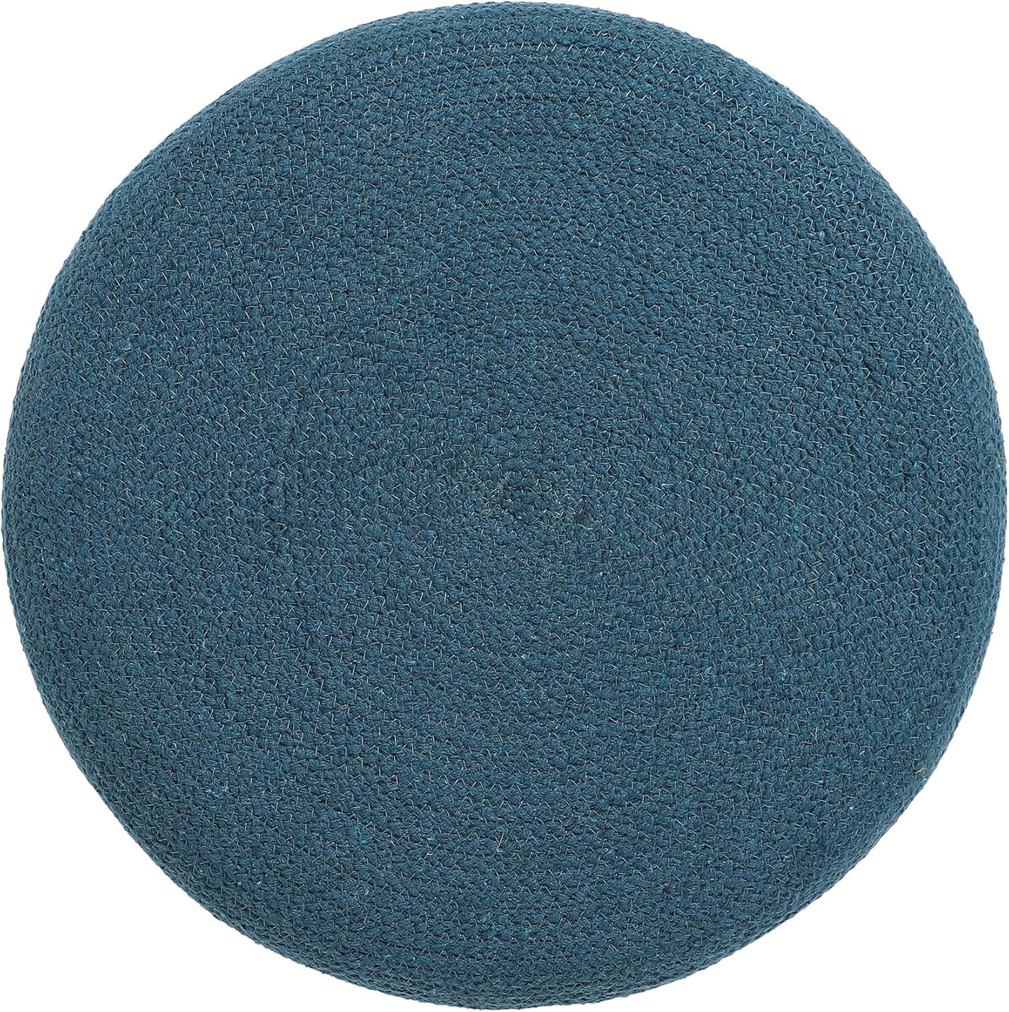 REDEARTH · Cylindrical Pouf Foot Stool Ottoman - Jute Braided Pouffe Poof Accent Sitting Footrest for Living Room, Bedroom, Nursery, Patio, Lounge & Other Rooms (Teal Natural, 18"x18"x14")