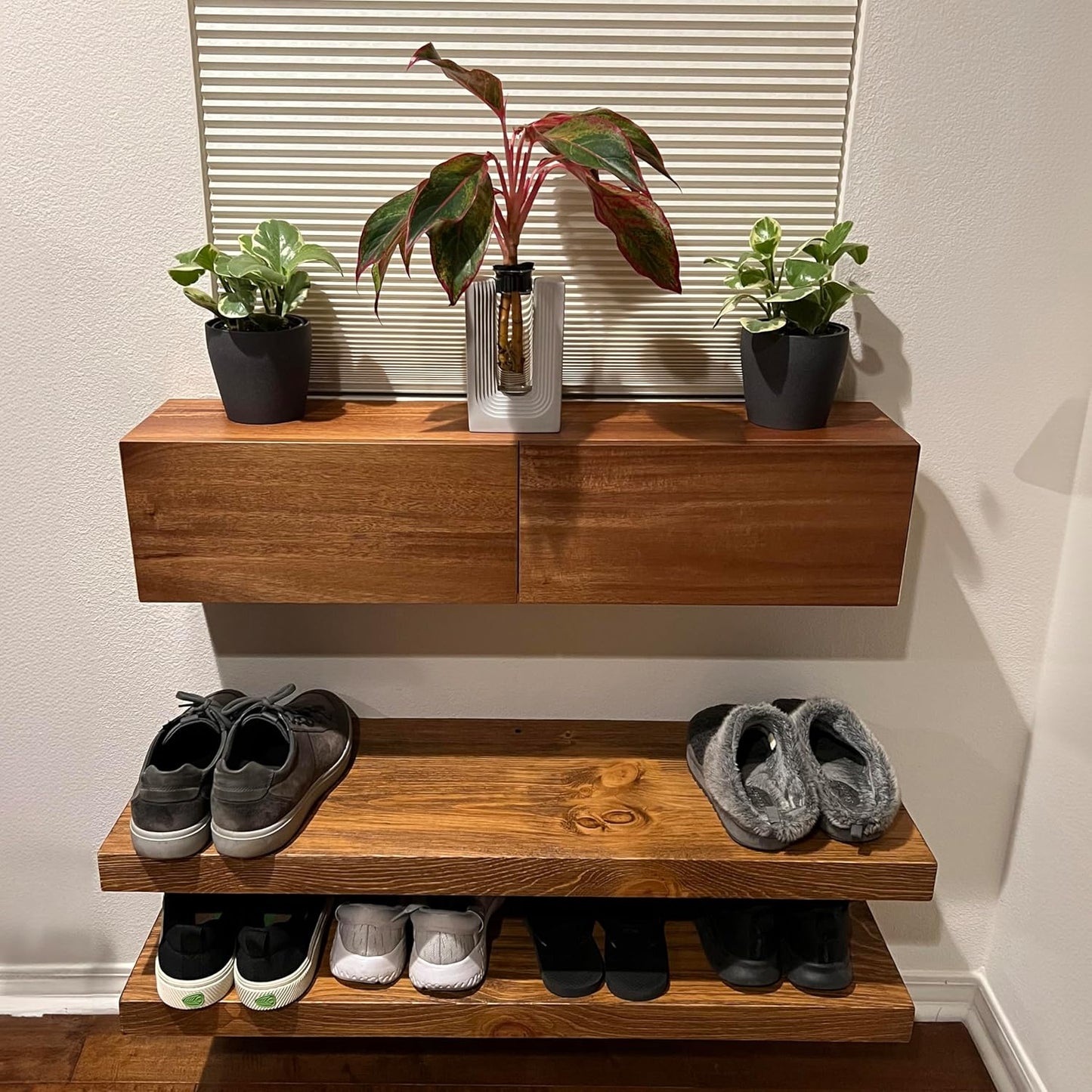 joelsantiques - 36 Inch Wooden Floating Shelves for Wall - Made of Natural Wood - 36x12x2 in - Long Heavy Duty Rustic Wall Shelves for Bedroom - Perfect for Living Room, Kitchen - Medium Brown