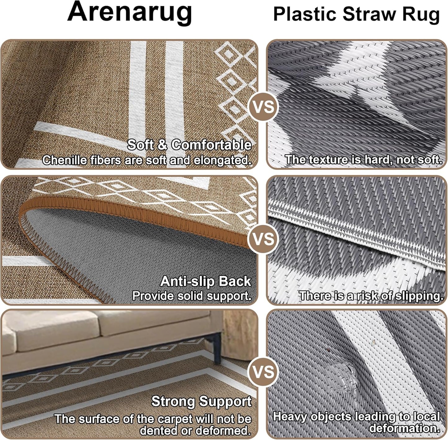 Outdoor Patio Rug, Outside Rectangular Carpet, Moroccan Geometric Rugs, Washable Large Indoor Outdoor Rug Mats for RV, Picnic, Backyard, Deck, Balcony, Porch, Beach 5'x8'