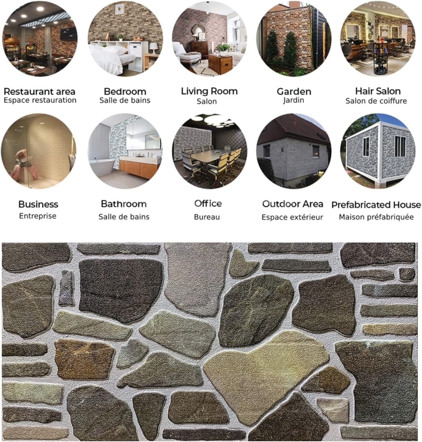 Dundee Deco 3D Wall Panels - Cladding Charcoal Green Beige Stone Look Wall Paneling, Styrofoam Facing for Interior and Exterior Applications, DIY, Sample, Size 10 x 10 in.