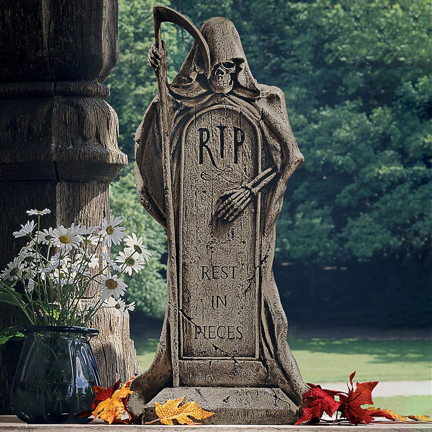 Design Toscano Rest in Pieces Grim Reaper Tombstone Statue