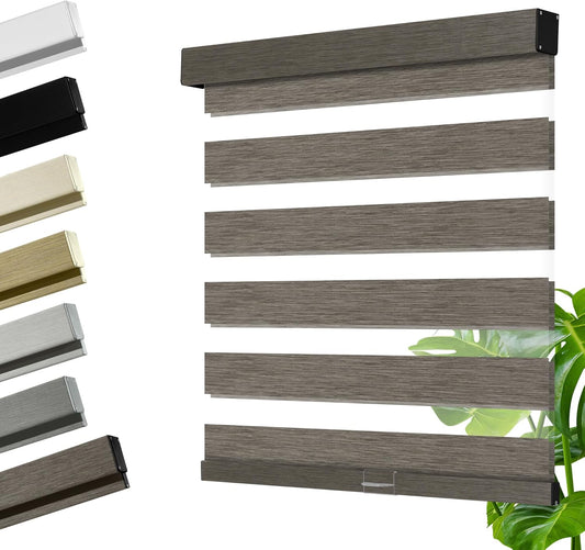 Cordless Zebra Blinds for Windows, Blackout Interior Blinds,Easy to Install,UV Protection,for Offices and Home,Custom Roller Shades, Mousse Dark Bown,69" W x 72" H