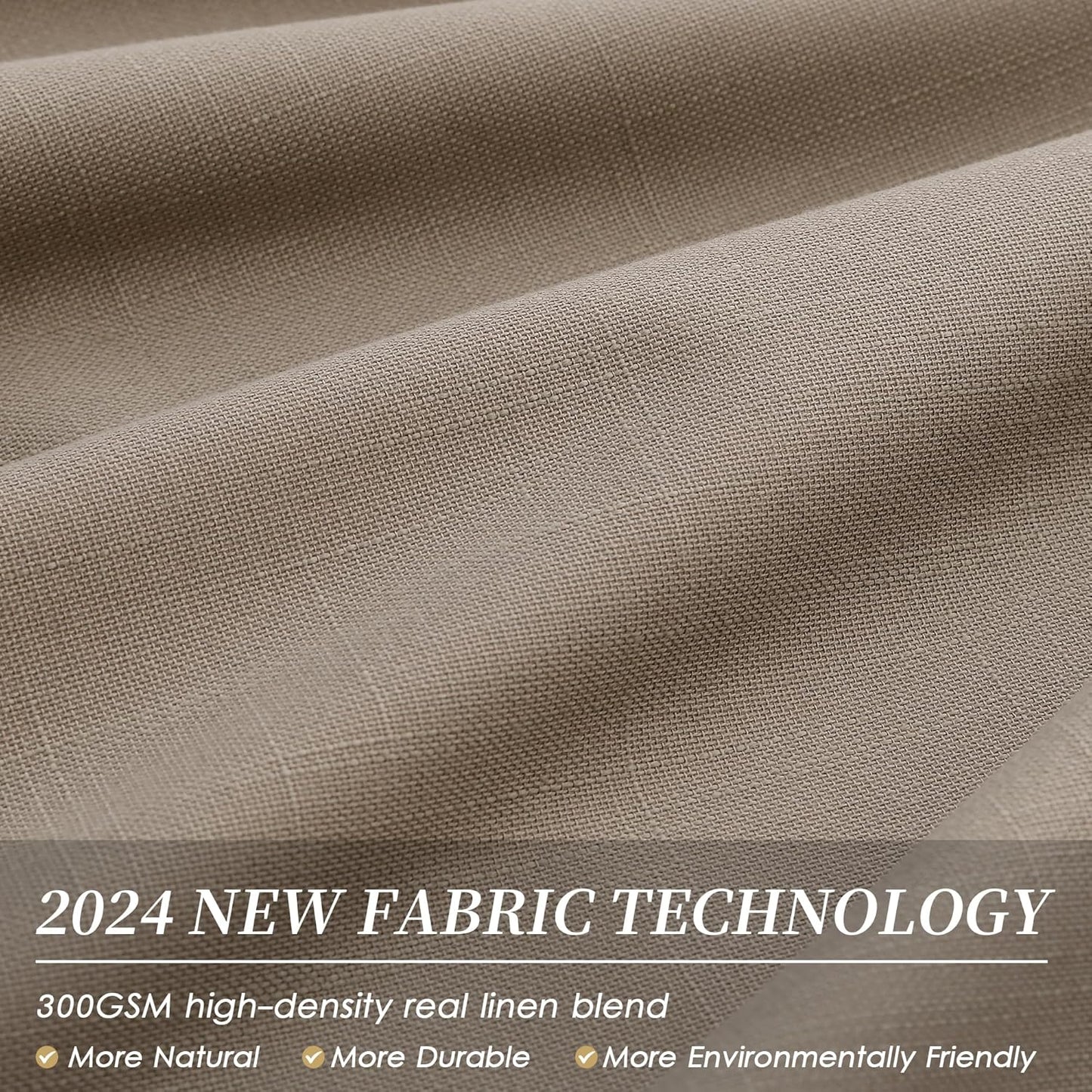 BOODII 100% Blackout Curtains for Bedroom 95 Inch Length 2 Panels Set Room Darkening Linen Curtains Light Brown Black Out Curtain Neutral Thermal Insulated Living Room Nursery Drapes Back Tab 52x95