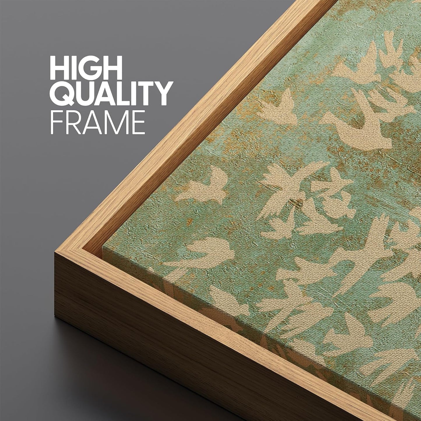 MUDECOR Large Framed Canvas Print Wall Art Rustic Birds in Flight Abstract Pattern Antique Retro Fine Art Illustrations Decorative Colorful for Bedroom - 60"x20"