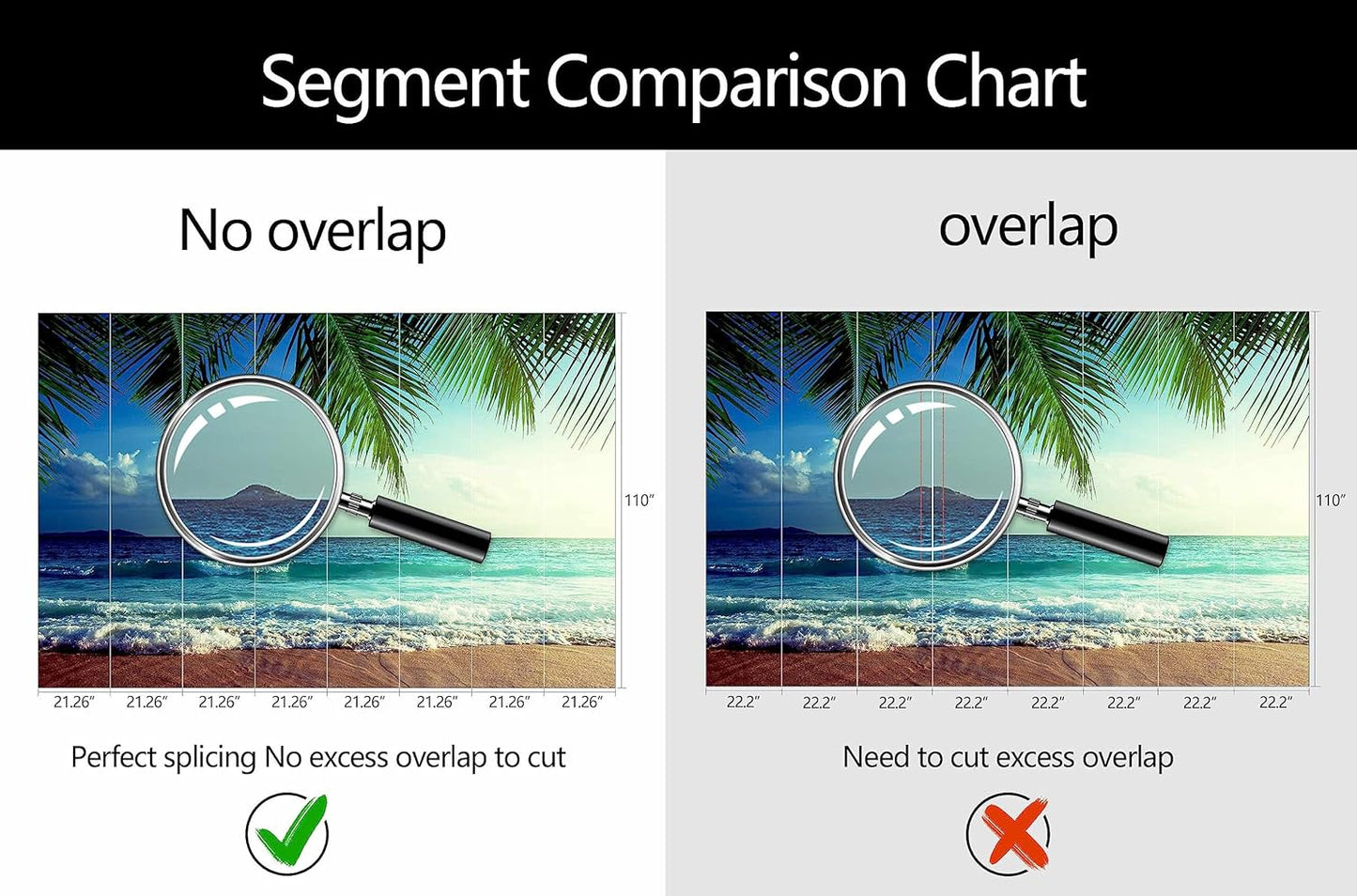 WFBHUA-Large Beach Scene Wallpaper Mural Dusk Waves Wall Murals for Bathroom Living Room Bedroom(Not Peel and Stick)