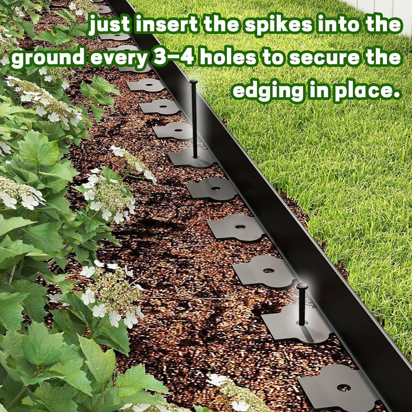 Mars Villa Landscape Edging Border 100FT No Dig Garden Edging Kit Flexible Landscape Edging 4 inch Tall Edging Border with 99 Spikes Cover 75㎡ for Lawns, Flower Yard (Black)