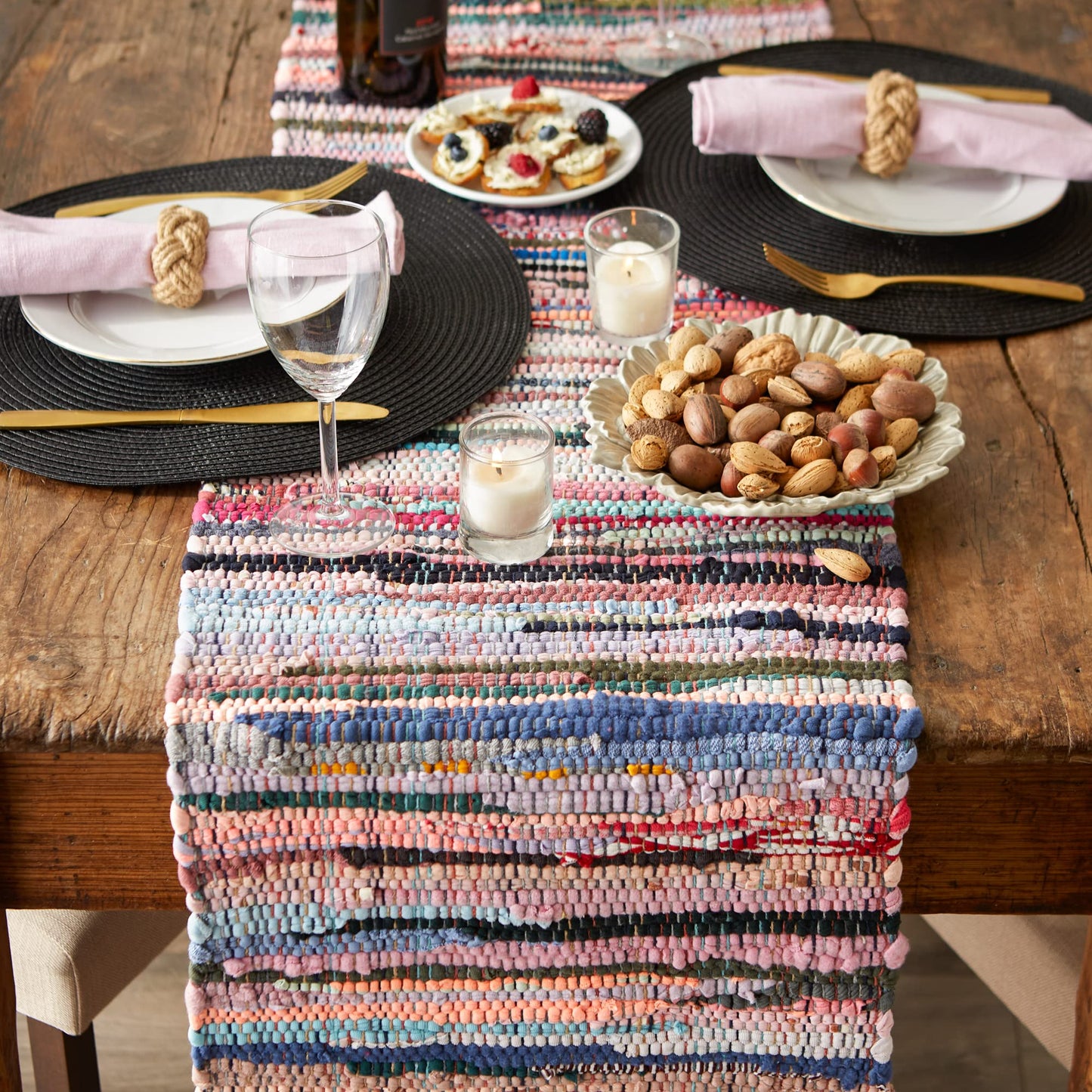 DII Handmade Chindi Table Runner (14x72 Inch) – Multicolor, Reversible & Machine Washable Farmhouse Decor