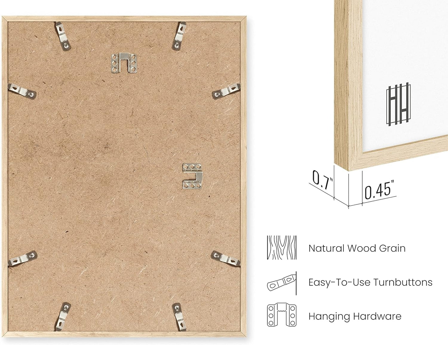 HAUS AND HUES Picture Frames 16x24 - Set of 4 Standalone Beige Oak Frame 16x24 Picture Frames for Wall, Poster Frames 16x24, 16 x 24 Gallery Wall Frame Set, 16 by 24 Picture Frame (Beige Frame)