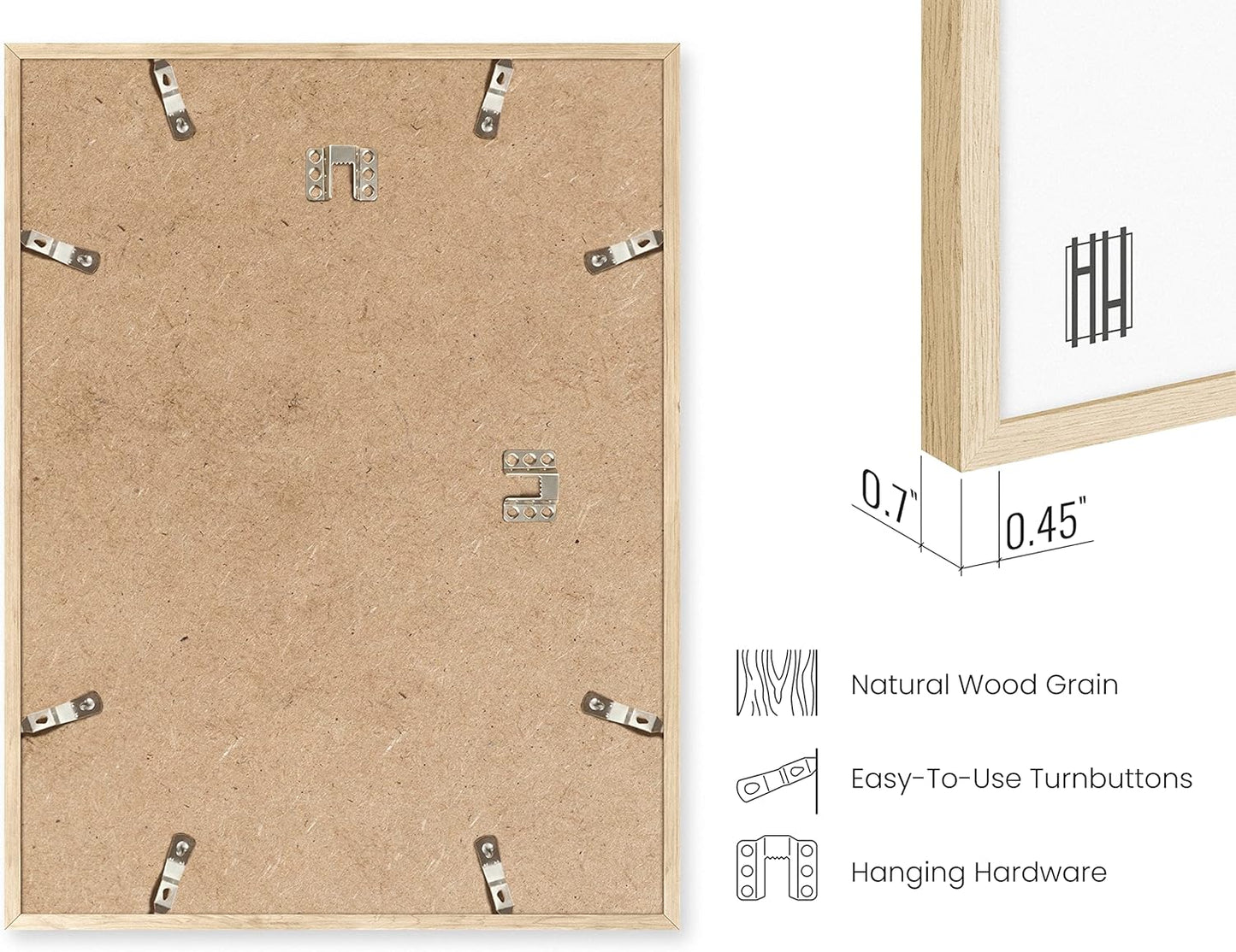 HAUS AND HUES Beige Wood Oak 12x16 Picture Frame, Set of 3 - Modern Wood Wall Art Display - Lightweight 12x16 Frame Set of 3 for Art Prints, Photos, Posters - Ready-to-Hang Vertically & Horizontally