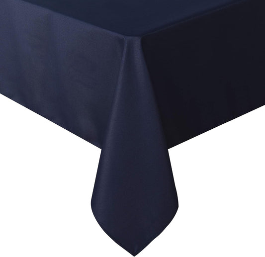 sancua Rectangle Tablecloth - 90 x 156 Inch - Water Resistant Spill Proof Washable Polyester Table Cloth, Decorative Fabric Table Cover for Dining Tables, Buffet Parties and Camping, Navy