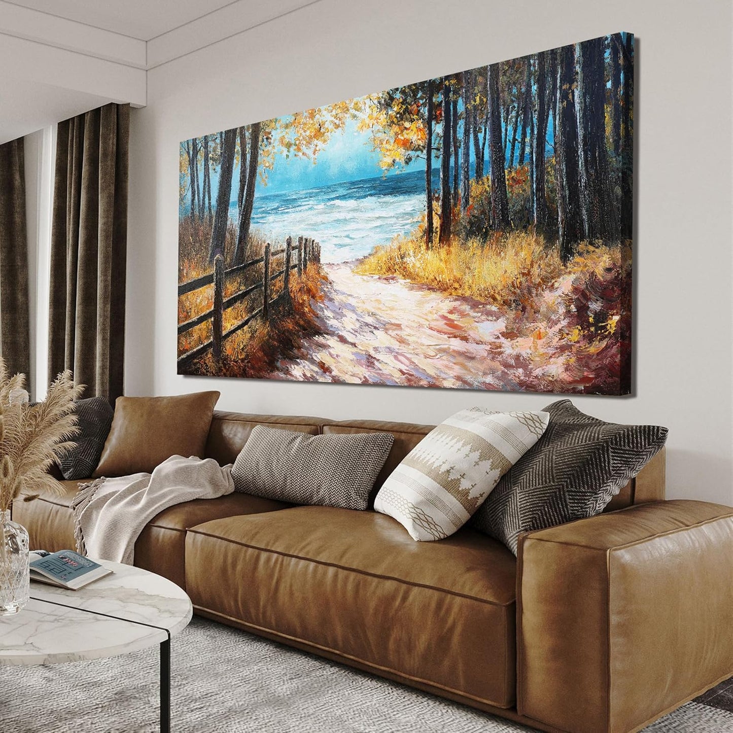 Canvas Wall Art Decor Artwork for Walls Nature Forest Wall Art Decor Canvas Modern Art Wall Decor Coastal Beach Forest Wall Art for Living Room Art Work Prints for Home Office Room Wall Decor 20"X40"