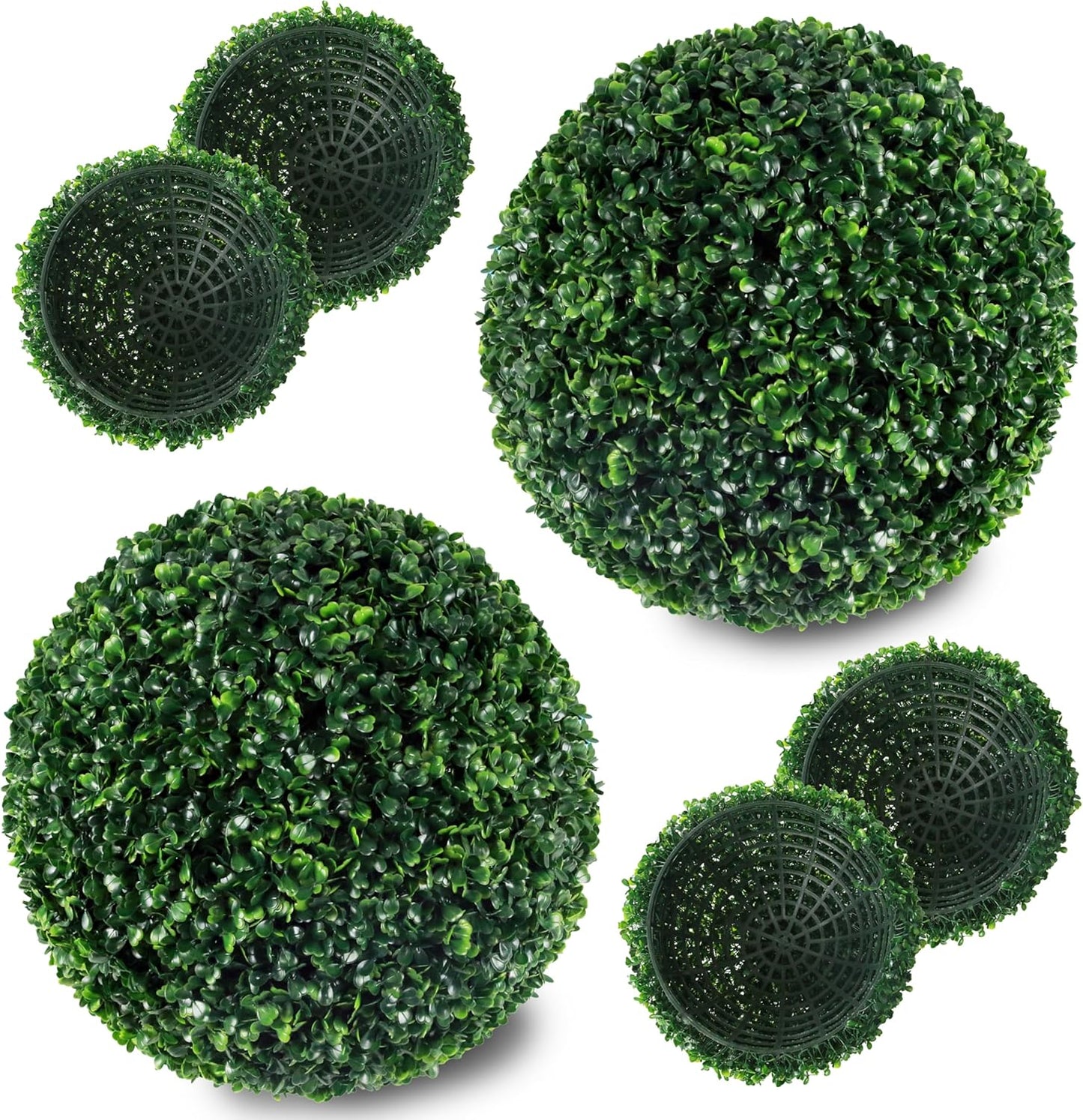 Ogrmar 2 PCS 13.7 inch 2 Layers Artificial Plant Topiary Ball Faux Boxwood Decorative Balls for Backyard, Balcony,Garden, Wedding and Home Décor (13.7 Inch)