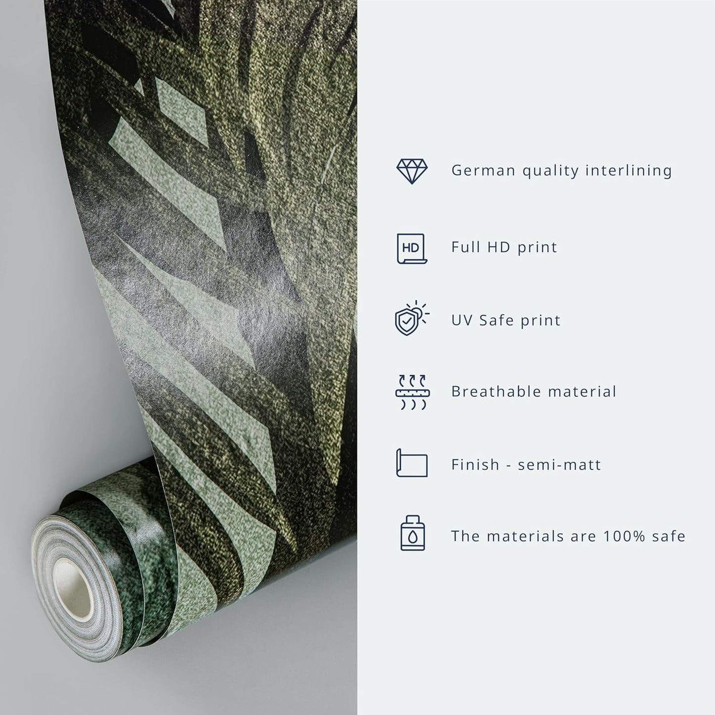 artgeist Wall Mural Hanging Leaves 79x55 in - Non-Woven Wallpaper Fleece Wall Decor Photo Print Picture Image Design Nature Botanical Concrete Green Blue b-C-10146-a-b