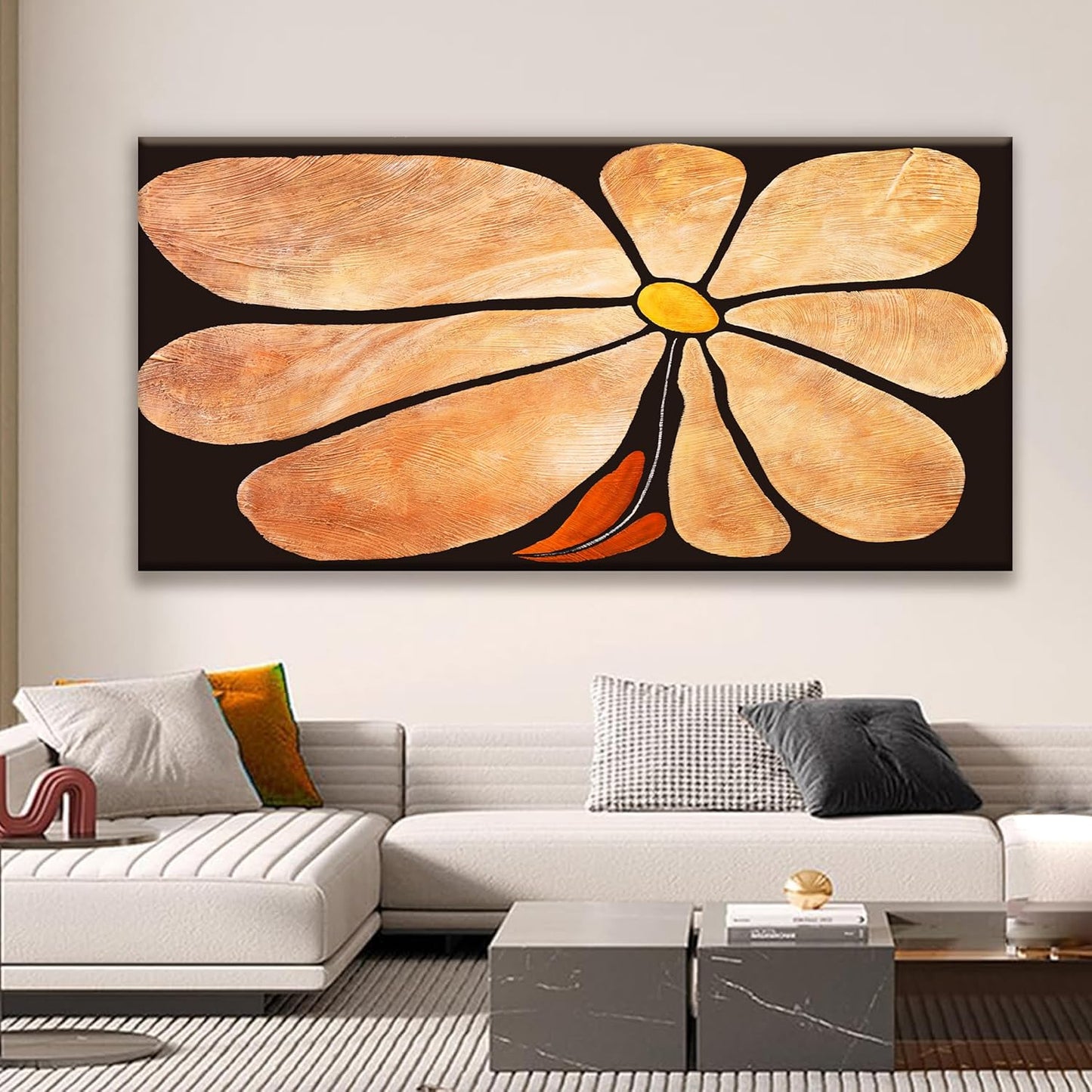 TAIJXAGSG Large Canvas Art Wall Decor Brown Flowers Wall Art Picture Modern Landscape Abstract Artwork Painting Home Wall Decor For Living Room Bedroom Home Office Prints Artwork 29"X 58"