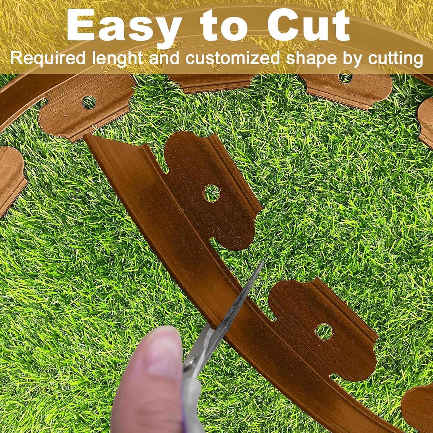 Landscape Edging Border 33 FT with 30 Spikes,No Dig Garden Edging Lawn Border [Extra Tall 4IN High],Flexible Lawn Edging for Landscaping Flower Beds Yard Pathway (Brown)