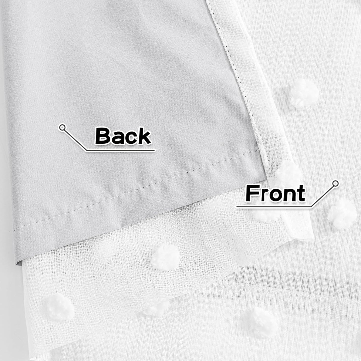 MYSKY HOME 100% White Blackout Curtains for Living Room Bedroom 84 Inches Long Total Light Blocking Drapes for Girls Room Thermal Insulated Curtains with Pom Pom Sheer Grommet Set of 2, 52W x 84L