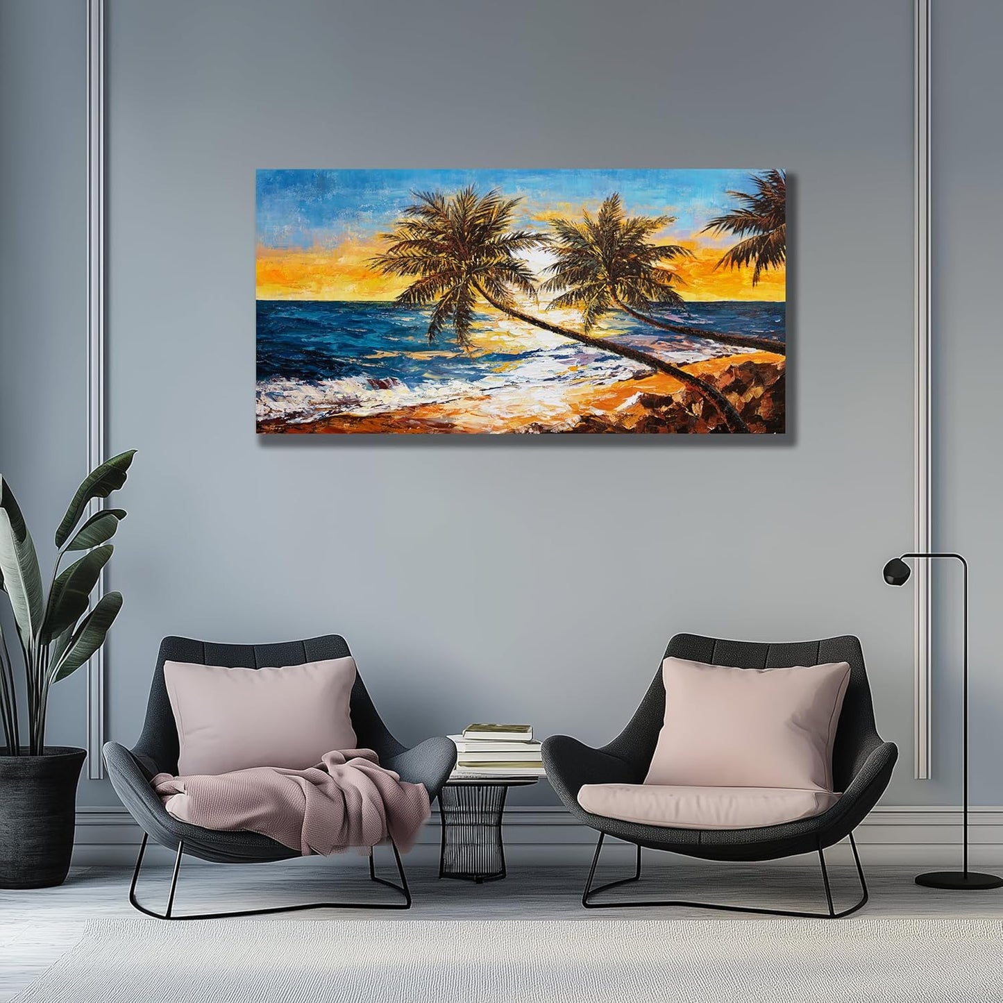 Belmrxne Beach Wall Decor Blue Wall Art Modern Wall Hanging Canvas Painting Modern Vogue Artwork for Living Room Bedroom Dining Room Office Home Decor 30x60 inch