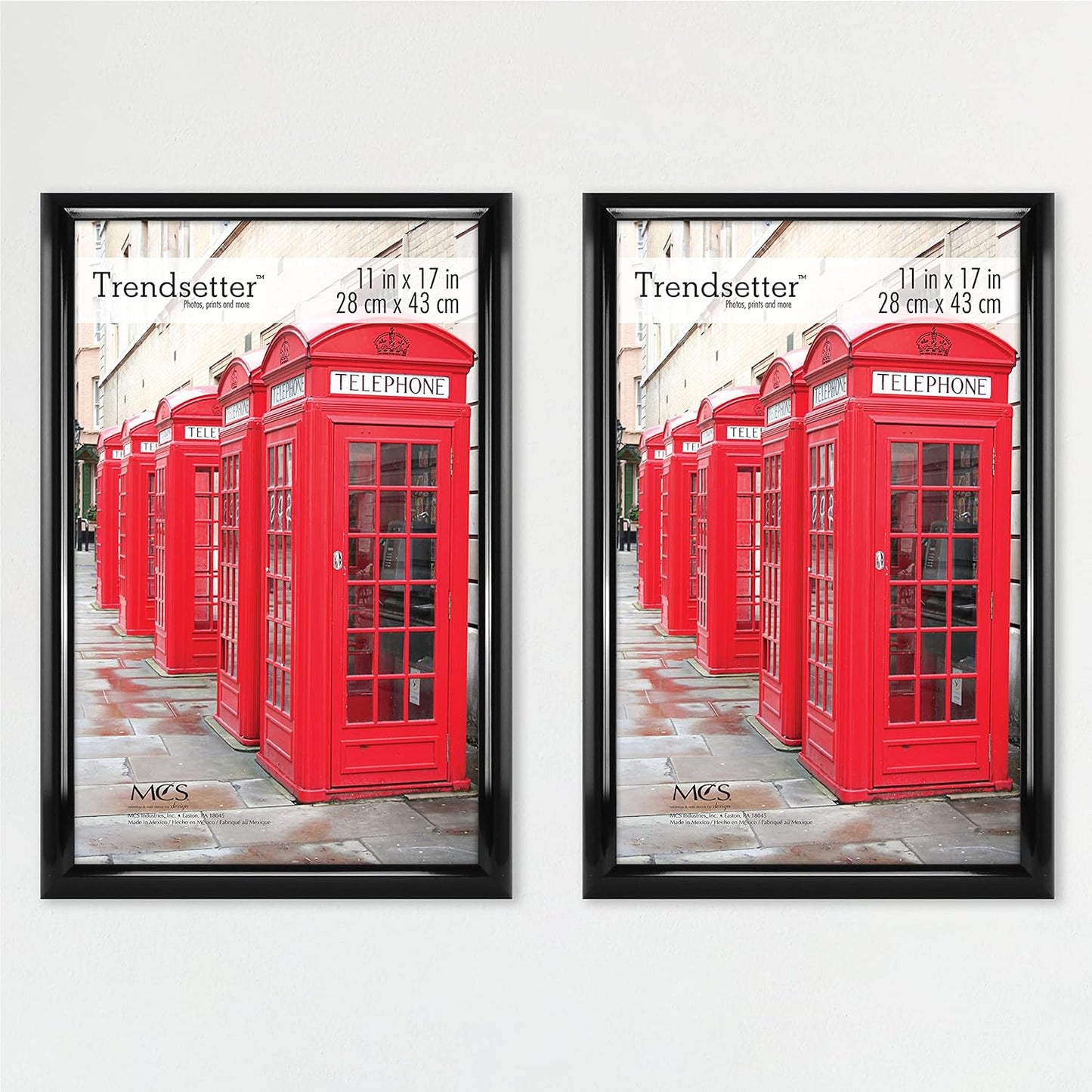 MCS Trendsetter 11x17 Poster Frame Black High-Gloss, Vertical & Horizontal Wall Hanging Large Picture Frame for Photos, Posters & Art Prints (2-Pack)