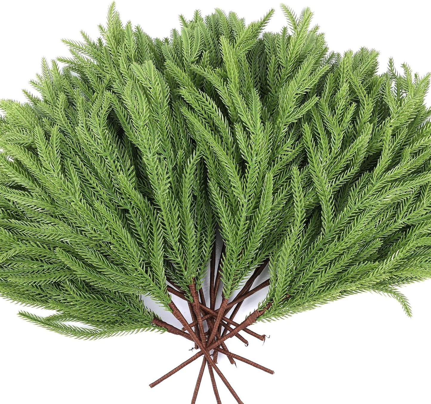 24 Pcs Artificial Norfolk Pine Branches, Faux Norfolk Pine Stems DIY Crafts Faux Christmas Norfolk Pine Branches for Xmas Indoor Outdoor Home Decor (24)