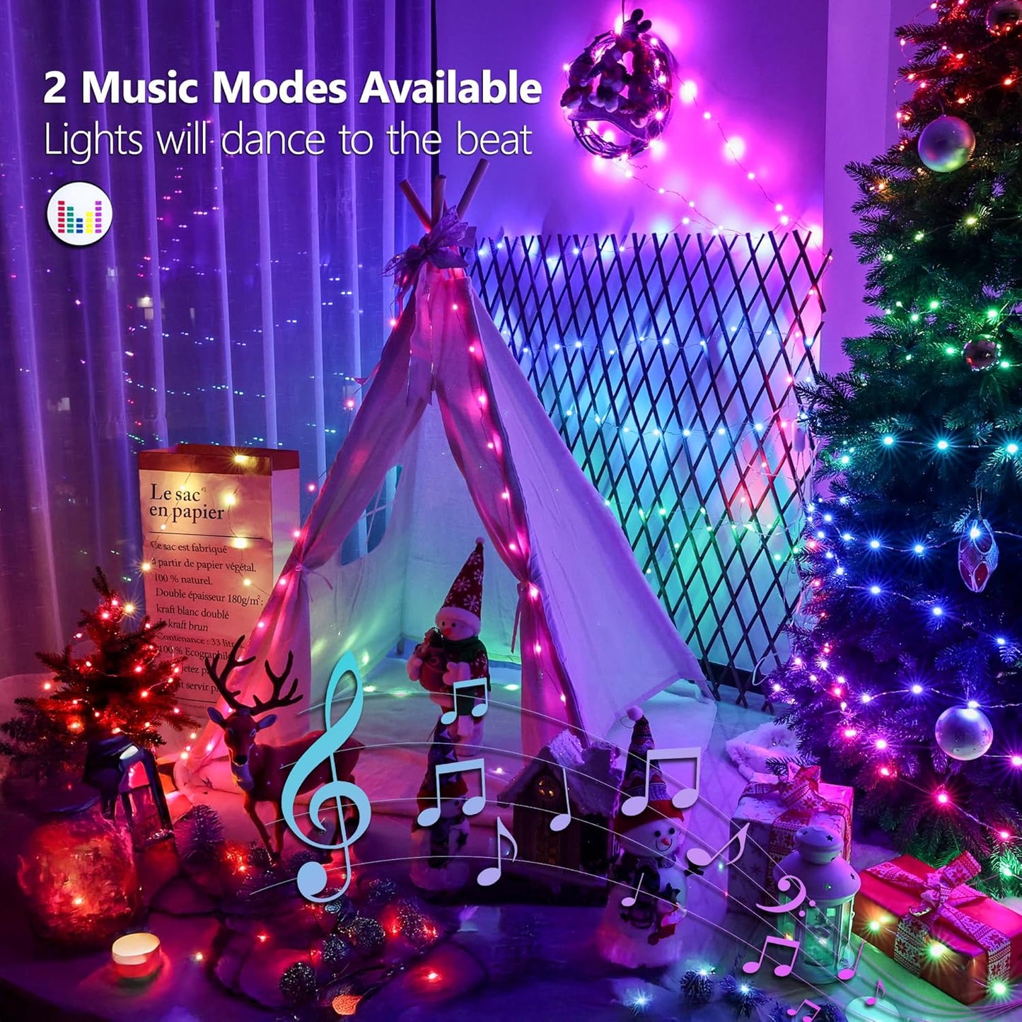 BrizLabs Christmas Fairy String Lights, 33ft 100 LED Color Changing Christmas Fairy Lights with Remote Timer, USB Purple Orange Halloween Light RGB Twinkle Light for Xmas Halloween Home Party Wedding