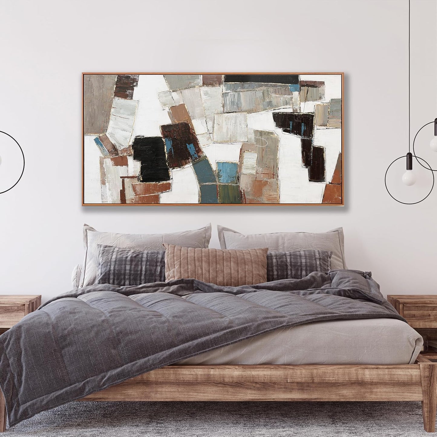 Wall Art Pictures For Wall Canvas Modern And Minimalist Wall Art 29"X58" Framed Wall Decor Artwork Painting Natural Wall Minimalist Geometric Line Art Decorations For Dinning Room Bedroom Home Office Kitchen